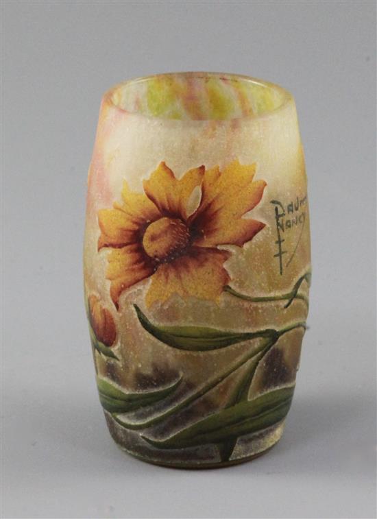 A Daum cameo glass flower vase, c.1900, 8.6cm